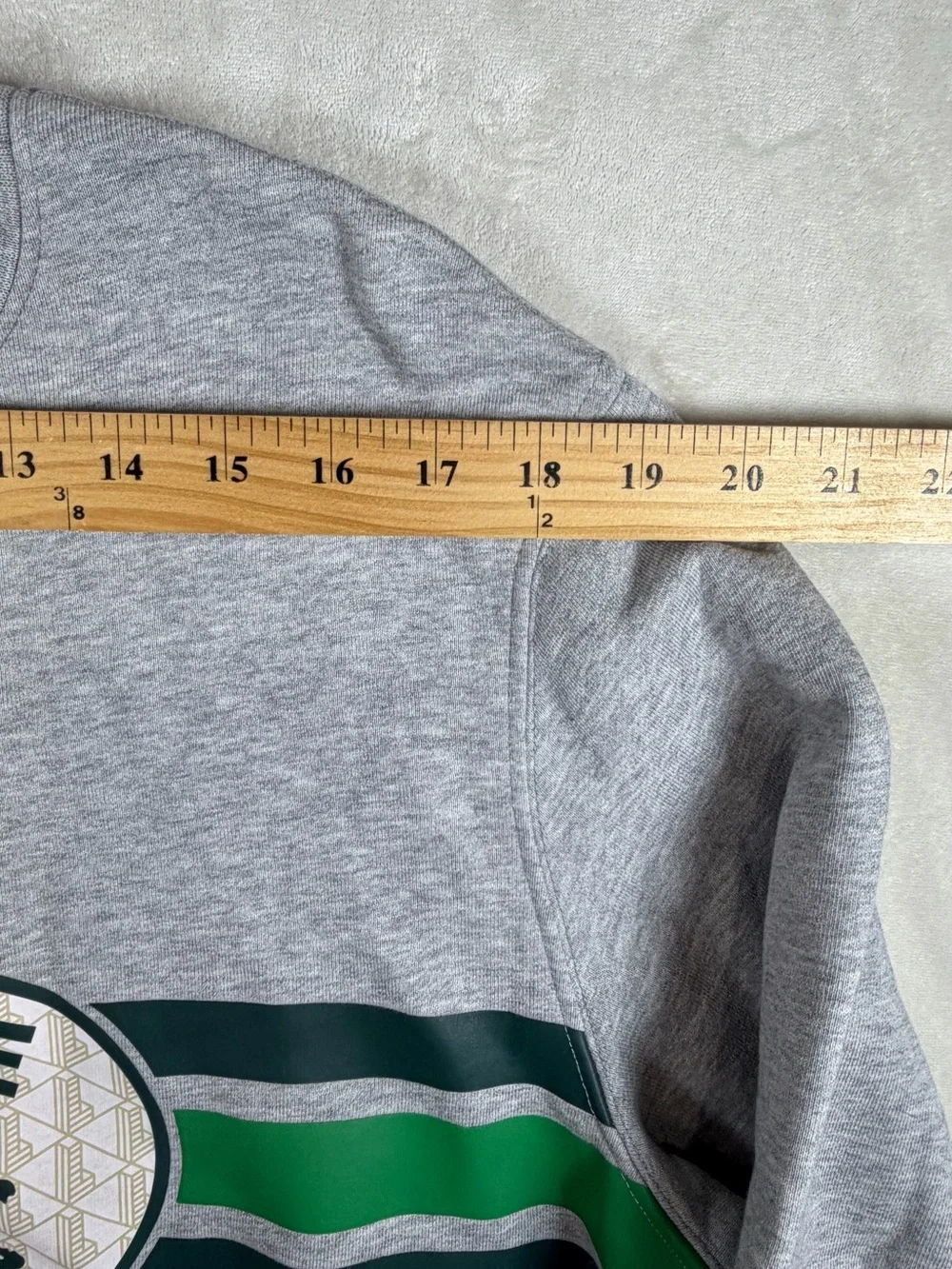 Lacoste FR4 US Medium Grey Crewneck Sweatshirt with Green Stripe Accents